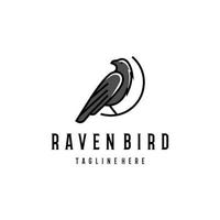 Raven pássaro logotipo linha arte gráfico inspiração vetor