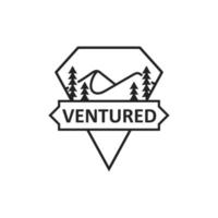 retro vintage montanha mar aventura logotipo Projeto vetor