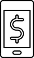 linha vetor ícone telefone, dólar, dinheiro. esboço vetor ícone em branco fundo