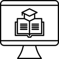 e-learning linha ícone. conectados Educação esboço logotipo para rede local Projeto e Móvel aplicativos. vetor ilustração.