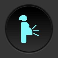 Sombrio botão ícone grávida mulher bebê. botão bandeira volta crachá interface para inscrição ilustração em escurecer fundo vetor
