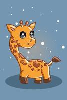 uma ilustração de girafa pequena e fofa vetor