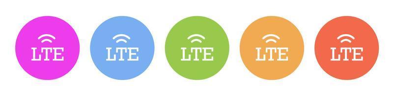 multi colori ícone lte sinal. botão bandeira volta crachá interface para inscrição ilustração em branco fundo vetor