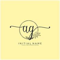 inicial ag feminino logotipo coleções modelo. caligrafia logotipo do inicial assinatura, casamento, moda, joalheria, butique, floral e botânico com criativo modelo para qualquer companhia ou negócios. vetor