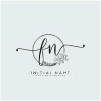 inicial fn feminino logotipo coleções modelo. caligrafia logotipo do inicial assinatura, casamento, moda, joalheria, butique, floral e botânico com criativo modelo para qualquer companhia ou negócios. vetor