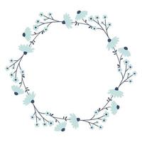 vetor guirlanda com azul flores floral quadro, Armação para celebrações. flor volta fronteira cópia de espaço. romântico Projeto para cumprimento cartões e convites. floral texto modelo com Primavera plantas.