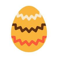 Páscoa amarelo ovo com ziguezague ornamento. vermelho e Castanho ondas. ovo caçar. Páscoa tradição. ovo dentro plano Projeto. vetor