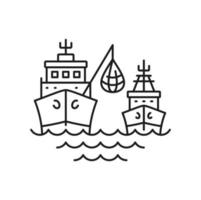 Remessa frutos do mar indústria barco isolado linha ícone vetor