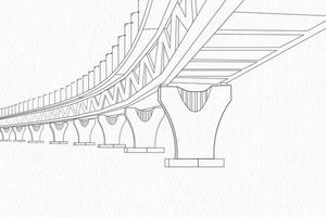 vetor do Bangladesh Padma ponte linha desenhando ilustração