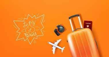 ilustração de viagem com bagagem e logotipo vetor