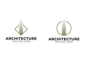minimalista arquitetura, prédio, construção logotipo Projeto modelo vetor