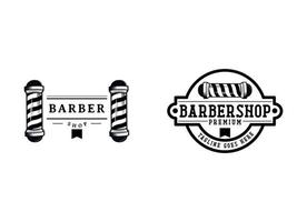 vintage barbearia logotipo modelo, retro estilo, com barbudo homem e barbearia vetor