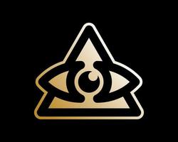 luxo emblema rótulo olho illuminati pirâmide oculto maçônico esotérico místico dourado vetor logotipo Projeto