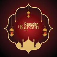 ramadan kareem ou eid mubarak com lanterna árabe criativa vetor