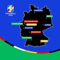 futebol 2024 hospedeiro cidades. vetor mapa do Alemanha com cidades hospedagem a europeu futebol campeonato 2024