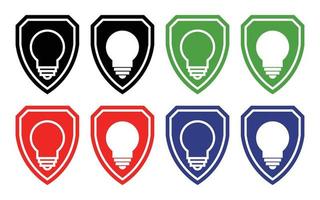 escudo ícone conjunto com luz lâmpada ícone, vetor ilustração para Smartphone ou rede aplicativo.