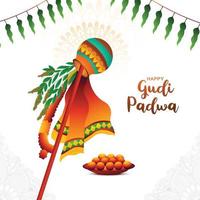 indiano festival do gudi Padwa cartão celebração fundo vetor