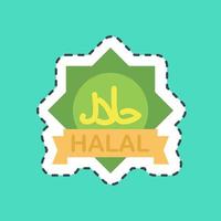 adesivo linha cortar halal. islâmico elementos do ramadã, eid al fitr, eid al adha. Boa para impressões, cartazes, logotipo, decoração, cumprimento cartão, etc. vetor