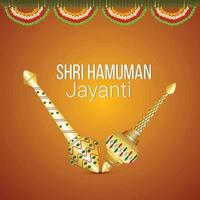 Fundo de celebração hanuman jayanti com a arma do senhor Hanuman vetor