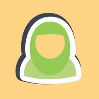 adesivo muçulmano mulher. islâmico elementos do ramadã, eid al fitr, eid al adha. Boa para impressões, cartazes, logotipo, decoração, cumprimento cartão, etc. vetor