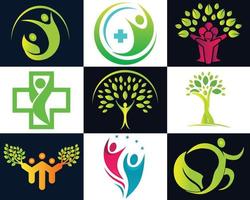 criativo cuidados de saúde clínica hospital logotipo. médico folha natural logotipo. vetor