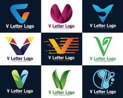 criativo v logotipo Projeto gradiente vetor gráfico elementos. v pontos carta inicial vetor logotipo conceito.