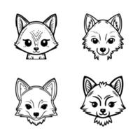 adorável kawaii Lobo coleção conjunto com detalhado mão desenhado linha arte ilustrações, perfeito para qualquer animal amante e Lobo entusiastas vetor