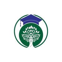 design de logotipo de educação de natureza moderna criativa. chapéu de formatura e logotipo de ícone de árvore. vetor