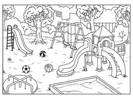 vetor ilustração do uma Parque infantil. adequado para coloração livro, coloração Páginas, etc