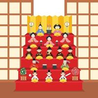 hinakazari, hina Matsuri bonecas conjunto vetor ilustração