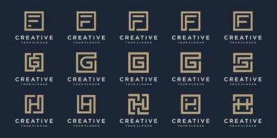 conjunto do logotipo Projeto cartas f, g, e h com quadrado estilo. vetor modelo