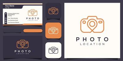 foto localização logotipo, PIN com Câmera Projeto vetor simples elegante moderno estilo.