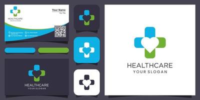 médico e saúde farmacia logotipo combinado com amor vetor Projeto modelo
