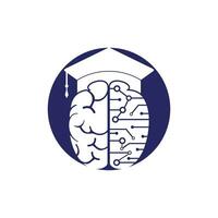 cérebro e design de ícone de boné de formatura. design de logotipo educacional e institucional. vetor