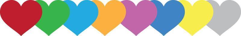 vetor ilustração do corações dentro lgbtq orgulho plano cores. arco Iris corações bandeira para orgulho mês isolado em branco fundo. gay orgulho corações Projeto elemento para social meios de comunicação.