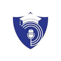 design de símbolo de ícone de logotipo de podcast de pós-graduação. conceito de logotipo de podcast de educação. vetor