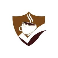 design de logotipo de vetor de verificação de café. xícara de café com uma marca de seleção.
