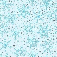 floco de neve azul simples mão desenhada padrão sem emenda do vetor. ano novo, textura de natal, neve de inverno, cristal de gelo congelado, símbolo de geada de natal vetor