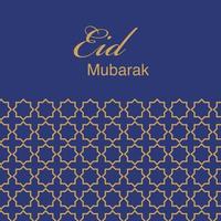 simples eid Mubarak cartão, azul e ouro cor vetor