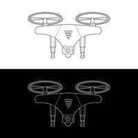 conjunto de ícones de vetor de drones, contorno preto e branco