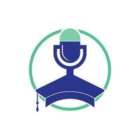 design de símbolo de ícone de logotipo de podcast de pós-graduação. conceito de logotipo de podcast de educação. vetor