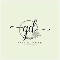 inicial gd feminino logotipo coleções modelo. caligrafia logotipo do inicial assinatura, casamento, moda, joalheria, butique, floral e botânico com criativo modelo para qualquer companhia ou negócios. vetor