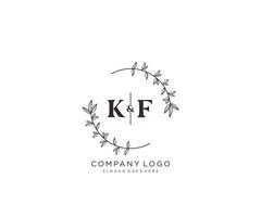 inicial kf cartas lindo floral feminino editável premade monoline logotipo adequado para spa salão pele cabelo beleza boutique e Cosmético empresa. vetor