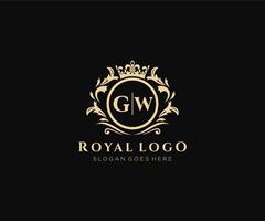 inicial gw carta luxuoso marca logotipo modelo, para restaurante, realeza, butique, cafeteria, hotel, heráldico, joia, moda e de outros vetor ilustração.