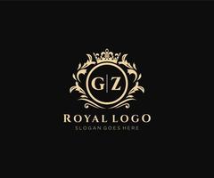 inicial gz carta luxuoso marca logotipo modelo, para restaurante, realeza, butique, cafeteria, hotel, heráldico, joia, moda e de outros vetor ilustração.