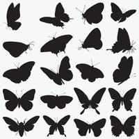 Conjunto de modelos de desenho vetorial de silhuetas de borboletas vetor