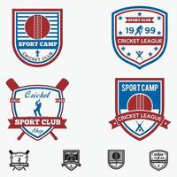 cricket club logo emblemas modelos de design de vetor