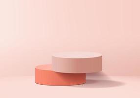 vetor de fundo renderização 3d rosa com pódio e cena mínima de parede rosa, fundo abstrato mínimo renderização 3d de forma geométrica abstrata cor rosa pastel. palco para prêmios em produtos modernos