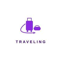 roxa mala de viagem logotipo Projeto. viagem logotipos vetor