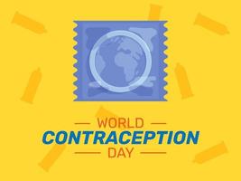 mundo contracepção dia projeto, sexo Educação para sexual saúde com preservativo dentro pacote ilustração vetor